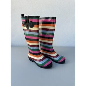 Gap Size 6 Rain Boots Multi colored Stripe Tall Rubber